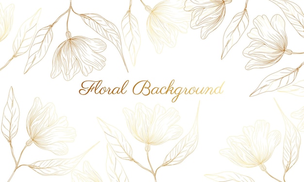 Hand drawn golden floral background