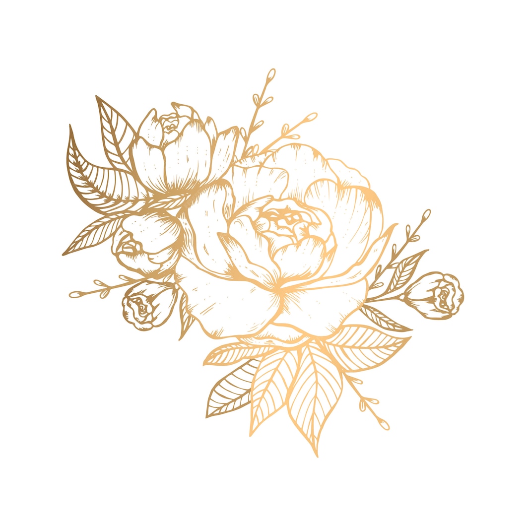 Premium Vector | Hand drawn golden floral illustration with rose