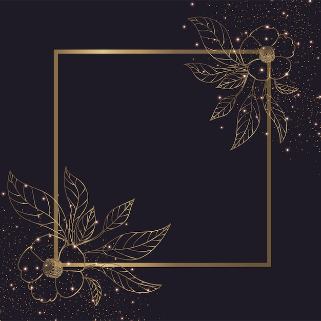 Hand drawn golden flower background