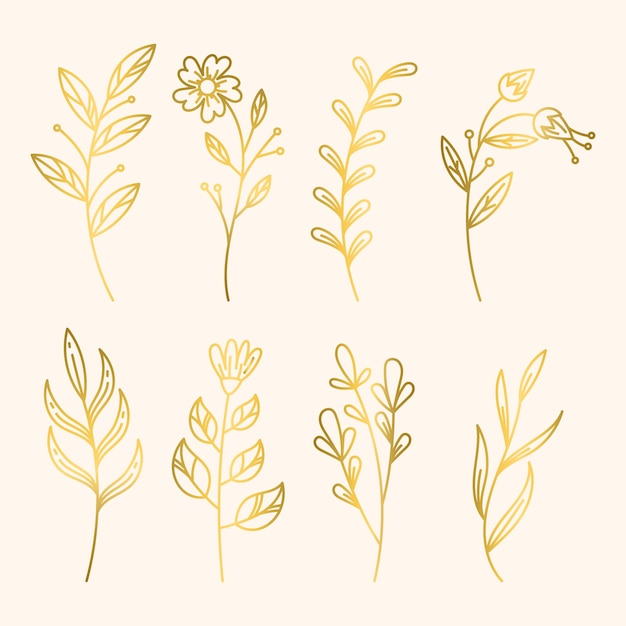 Vector hand drawn golden leaves illustration