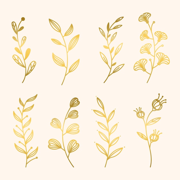 ベクトル 手描きの黄金の葉のイラスト