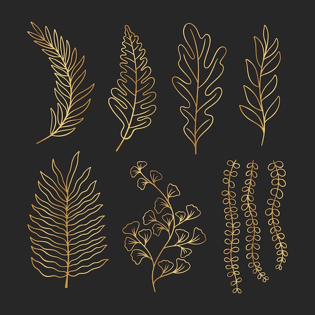 hand drawn golden leaves illustration