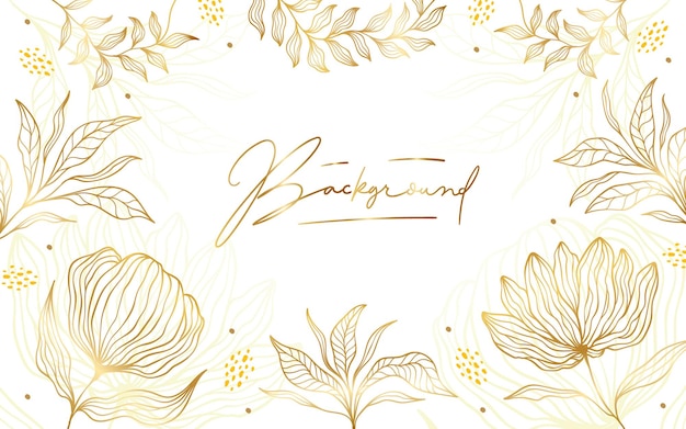 Hand drawn golden lines on elegant floral frame background