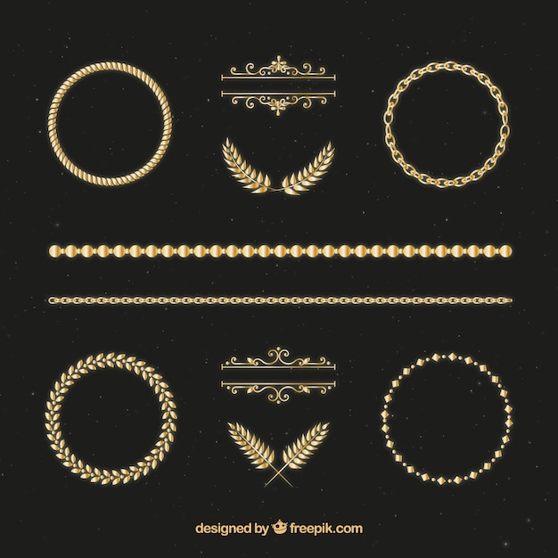 Vector hand drawn golden ornaments