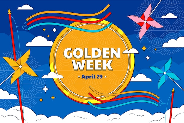 Hand drawn golden week background