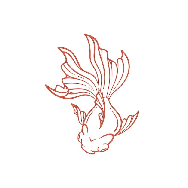 Vector hand drawn goldfish line art goldfish vector illustration