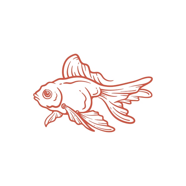 Vettore disegnato a mano linea goldfish art illustrazione vettoriale del pesce rosso