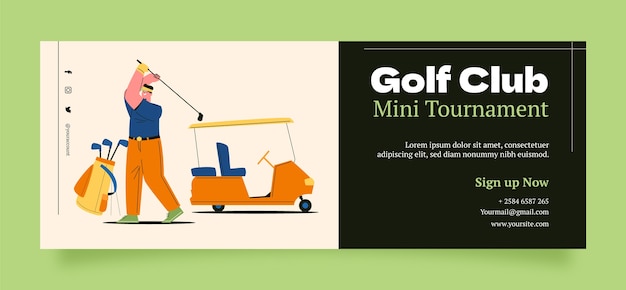 Vettore copertina facebook golf club disegnata a mano