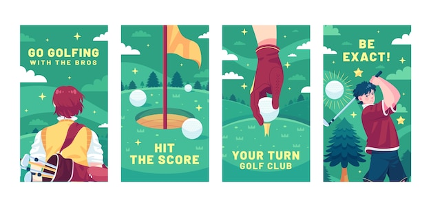 Vector hand drawn golf club instagram stories