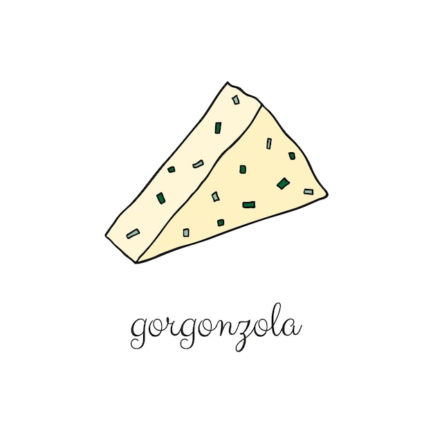 Hand drawn gorgonzola cheese