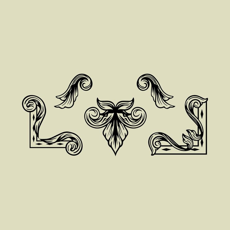 Hand drawn gothic frame and borders ornament collection