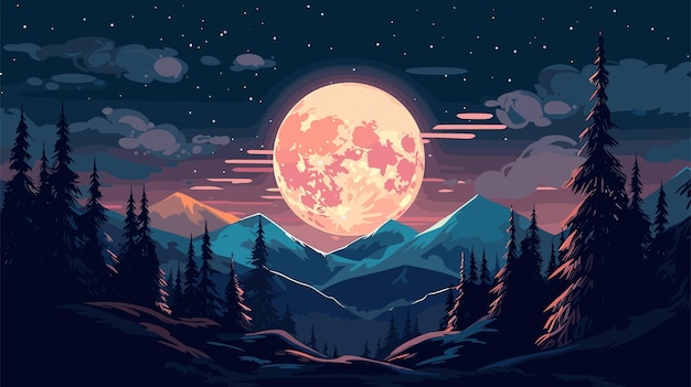 hand drawn gradient landscape illustration style