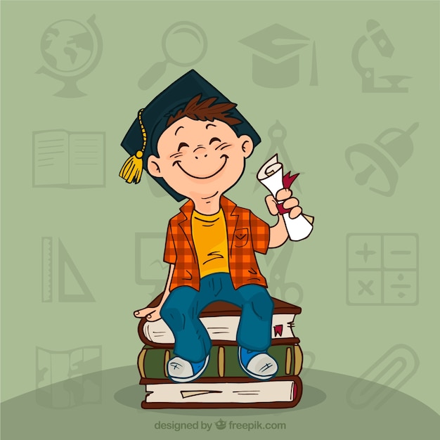 Vector hand drawn graduate child