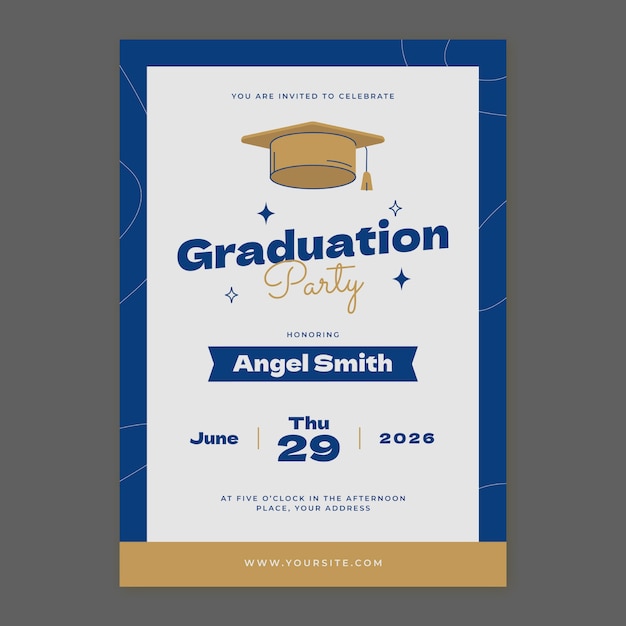 Hand drawn graduation invitation template