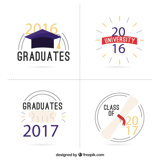 Hand drawn graduation logos set