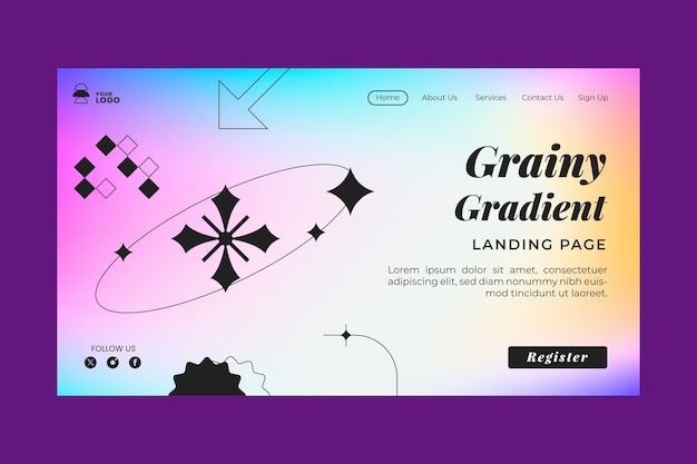 Hand drawn grainy gradient template