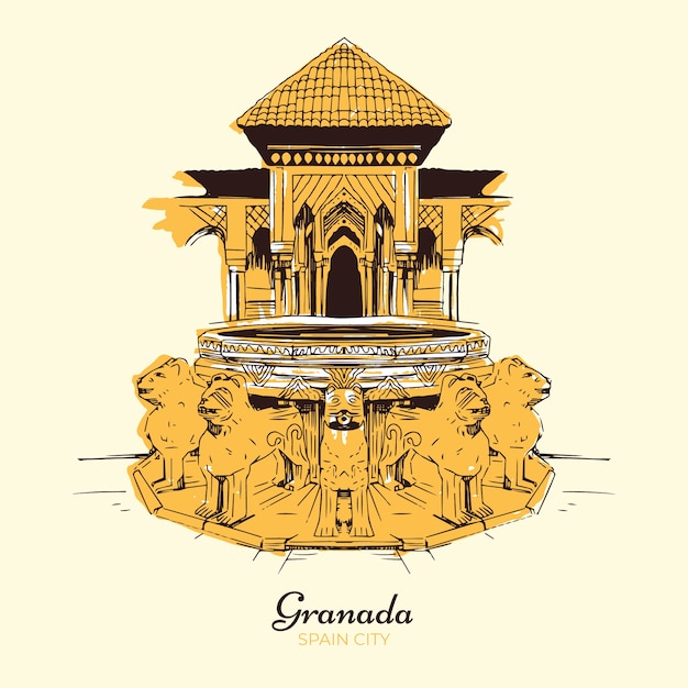 Hand drawn granada illustration