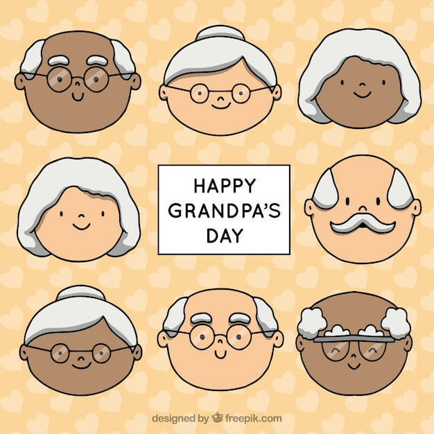 Vector hand-drawn grandpa's celebrating grandparents day