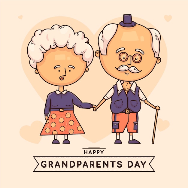 Vector hand drawn grandparents day illustration