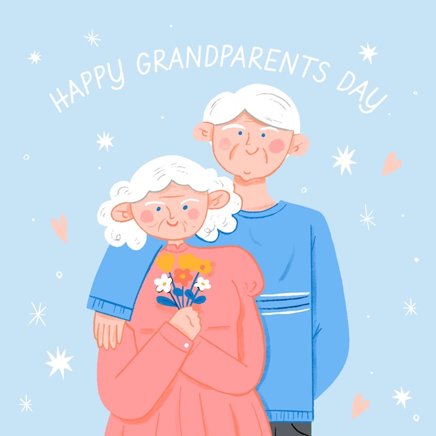 Hand drawn grandparents day illustration