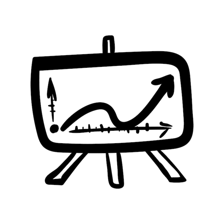Vector hand drawn graph statistics doodle icon. hand drawn black sketch. sign symbol. decoration element. white background. isolated. flat design. vector cartoon illustration.