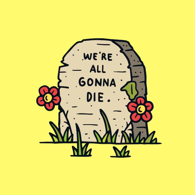 Vector hand drawn gravestone old school tattoo illustration