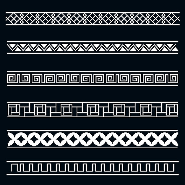 Vector hand drawn greek border set