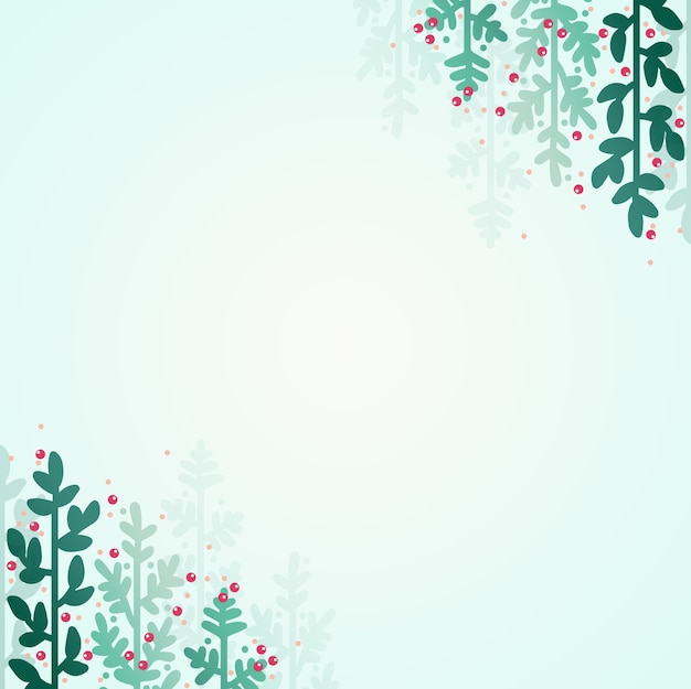 Hand drawn green christmas foliage background