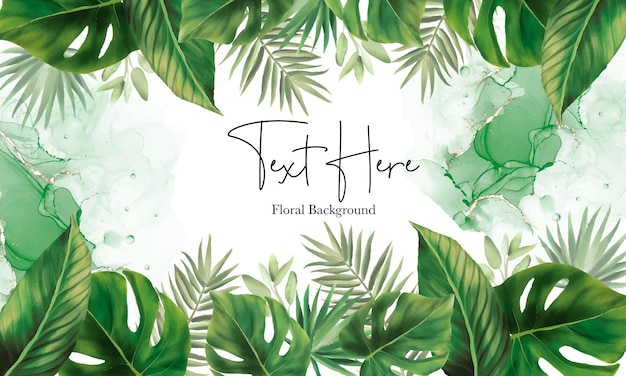 Hand drawn green leaves background design