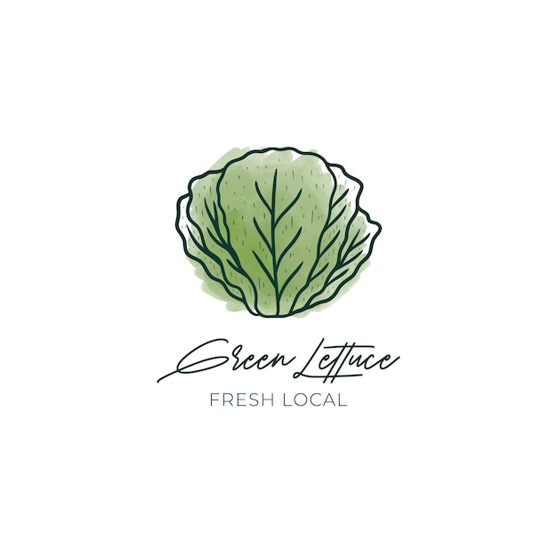 手描きの緑のレタスのロゴのデザイン