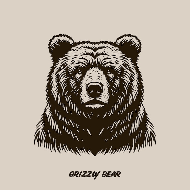 Vettore illustrazione disegnata a mano dell'orso grizzly