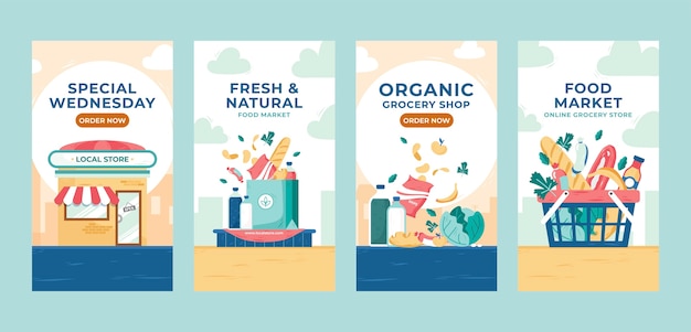 hand drawn grocery store instagram stories