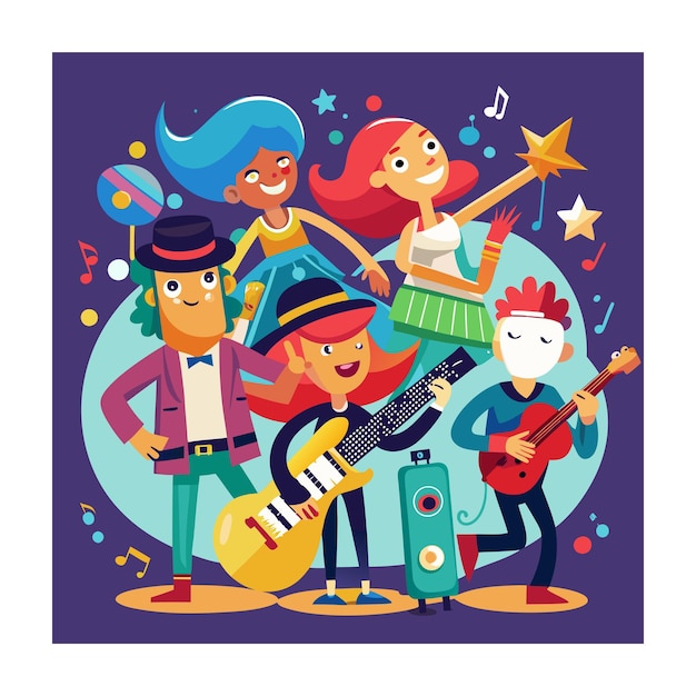 hand drawn groovy cartoon style designs