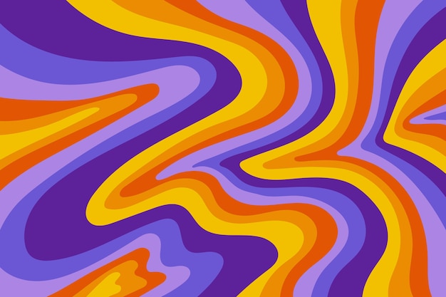 Vector hand drawn groovy colorful background