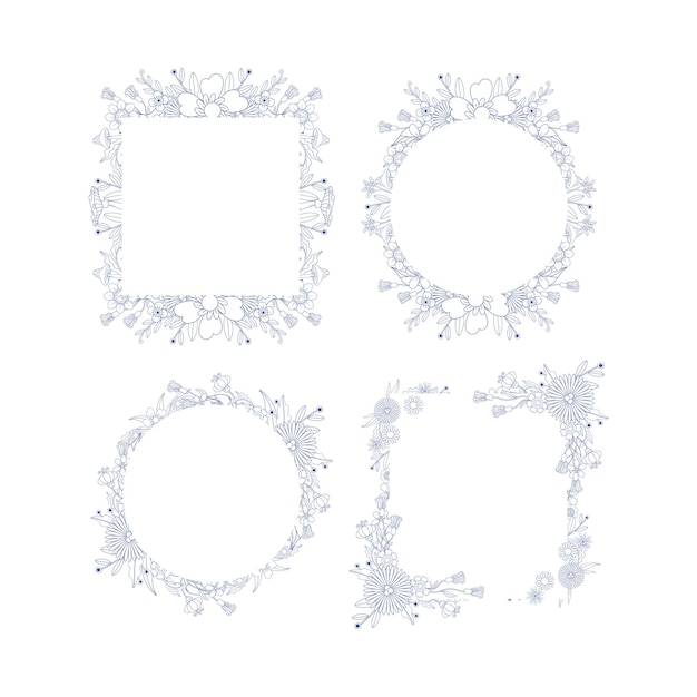 Hand Drawn Groovy Flower Frame Background