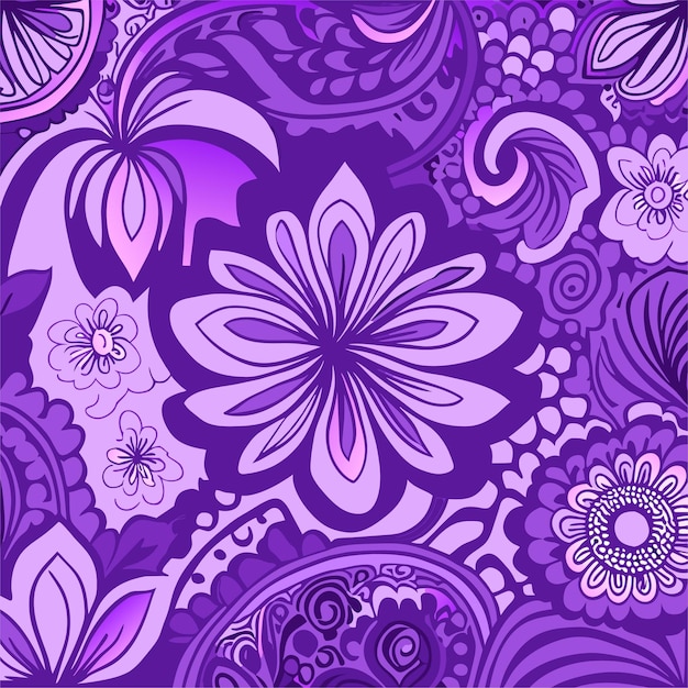 Hand drawn groovy flower pattern