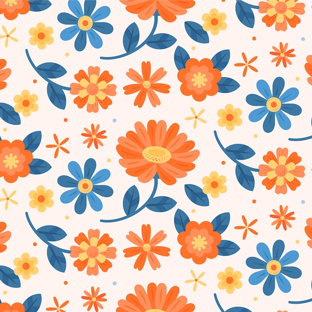 Hand drawn groovy flower pattern