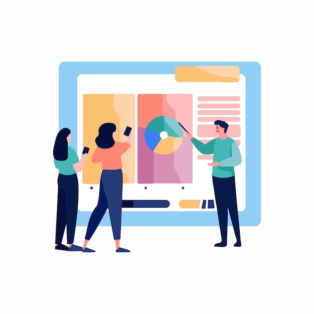 hand drawn group of business people meeting in flat style