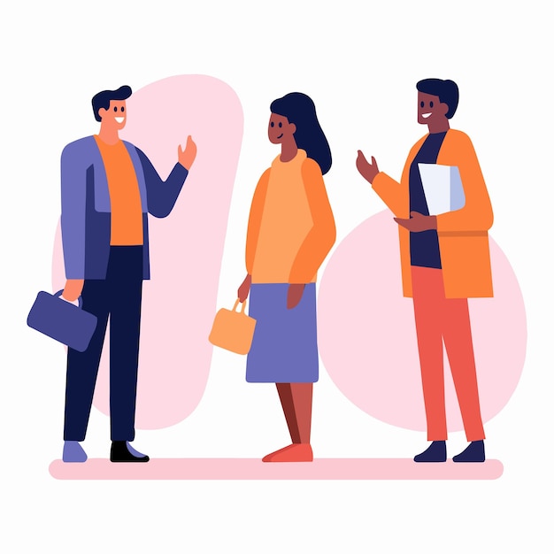 Vector hand drawn group of friends talking in flat style