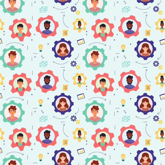 Vector hand drawn group of people pattern