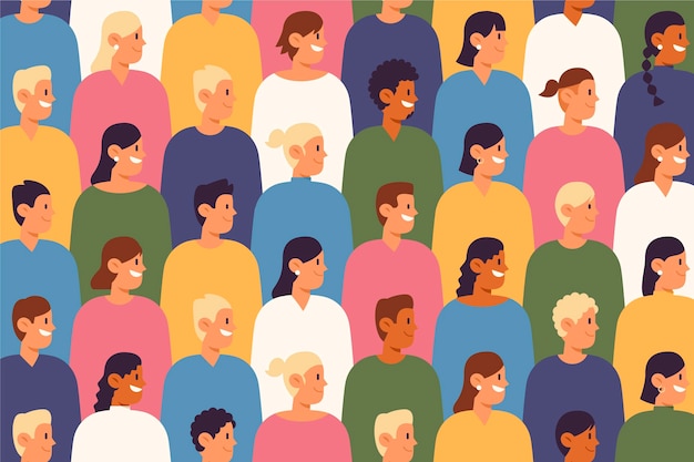 Vector hand drawn group of people pattern