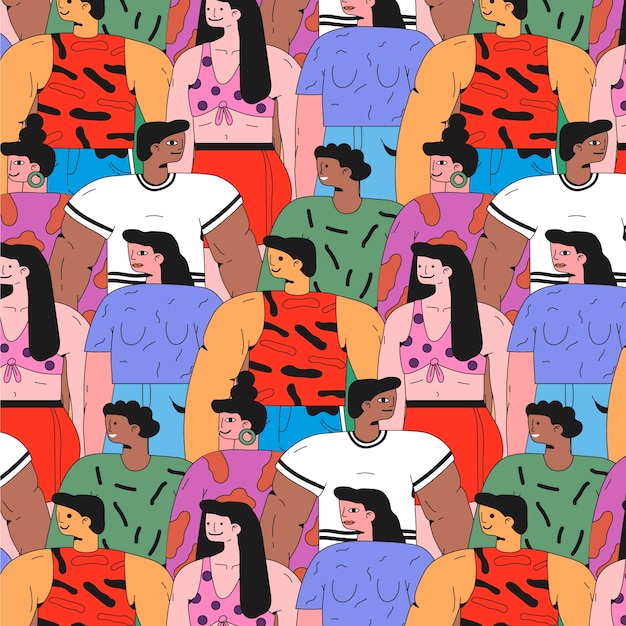 Hand drawn group of people pattern