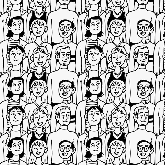 Vector hand drawn group of people pattern