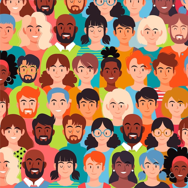 Vector hand drawn group of people wallpaper