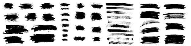 Vector hand drawn grungy ink brush stroke set