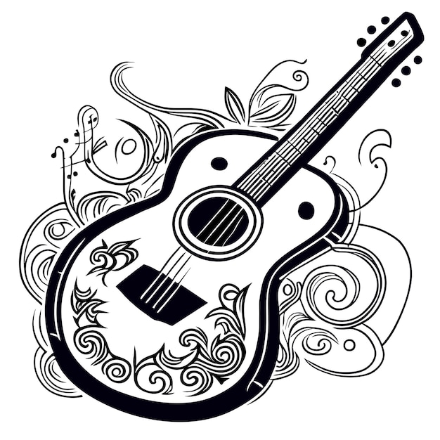 Vector hand drawn guitar illustration