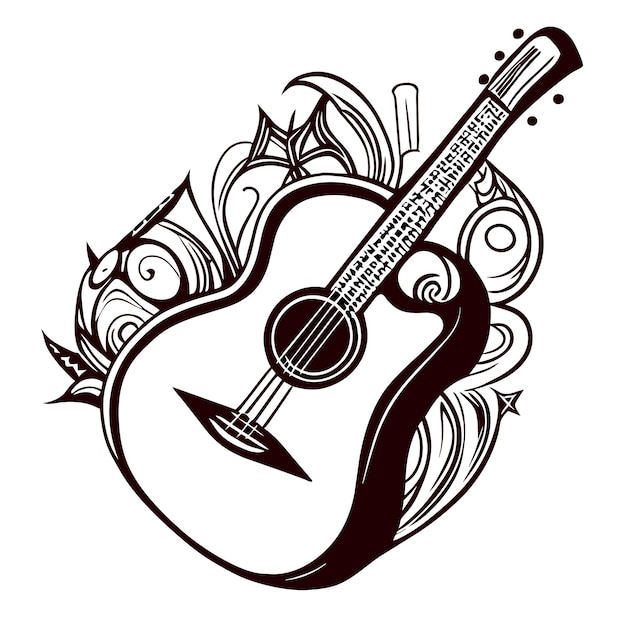 Vector hand drawn guitar illustration