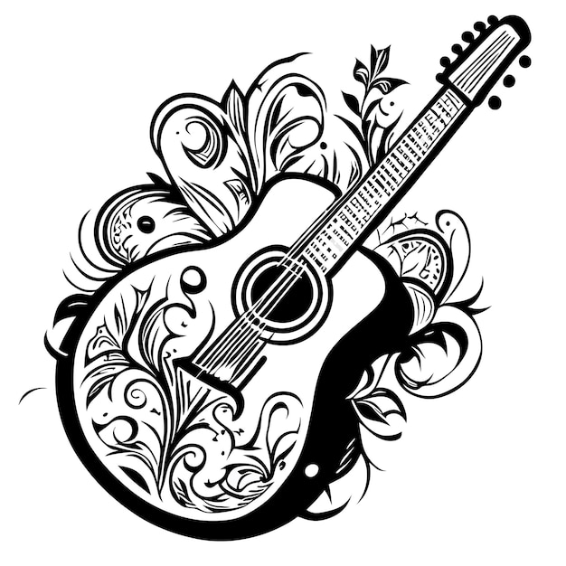 Vector hand drawn guitar illustration