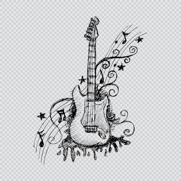 Hand drawn guitar Vector illustration