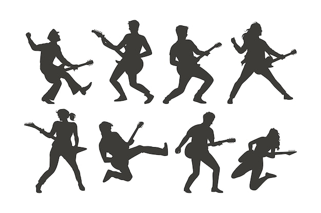 Vector hand drawn guitarist  silhouette